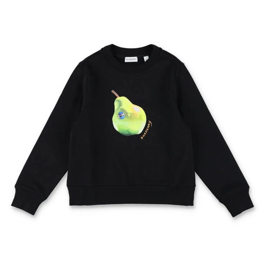 Детский свитшот с принтом Kids Pear Printed Cotton Sweatshirt Burberry, Black