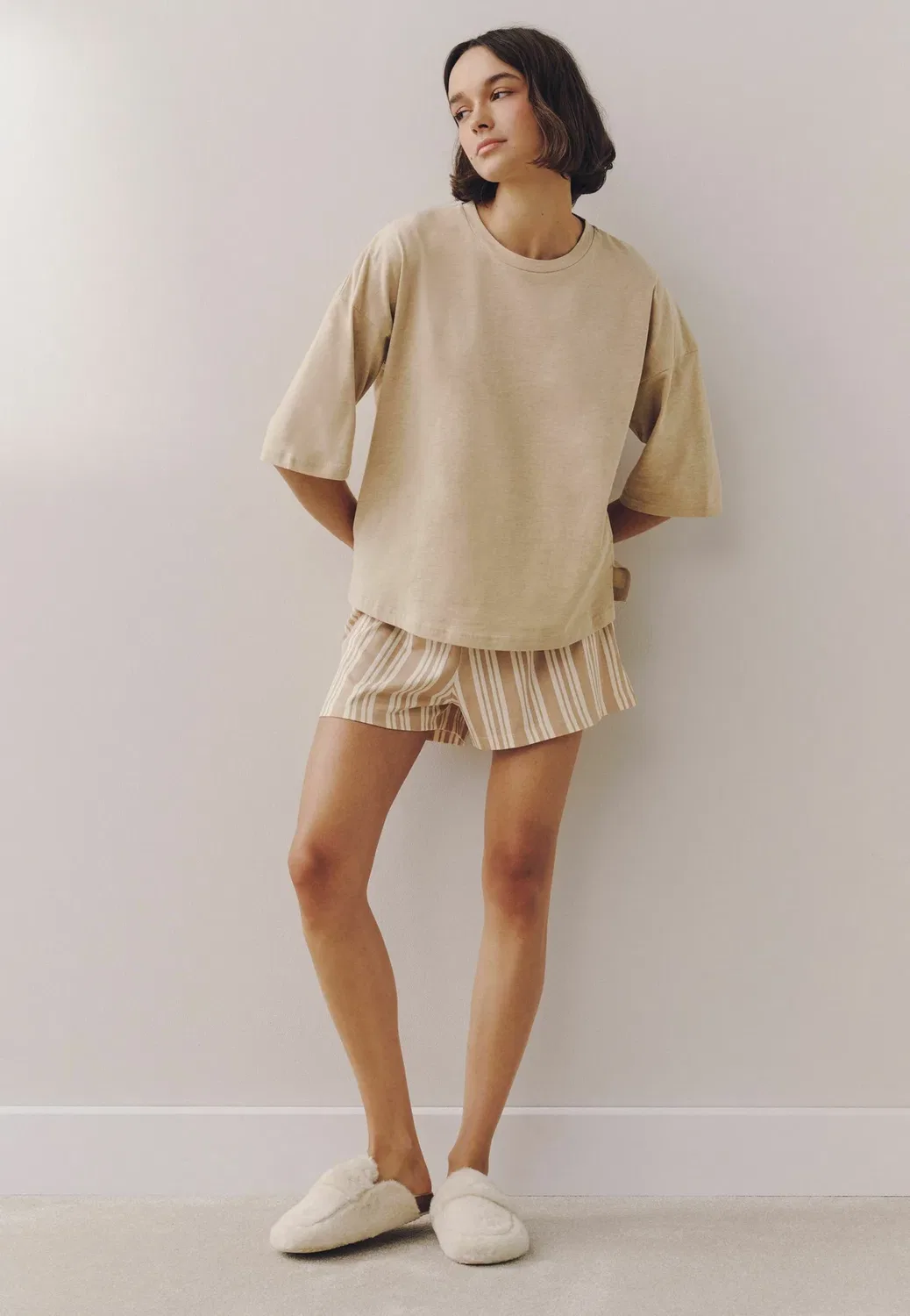 Стандартный крой - короткий комплект - пижамный комплект Next, Neutral Stripe