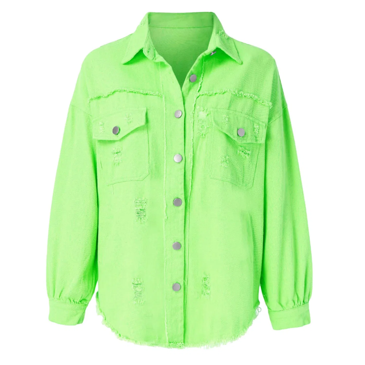 Женская джинсовая куртка с шалью, потертая, Vintage, green — фото 2