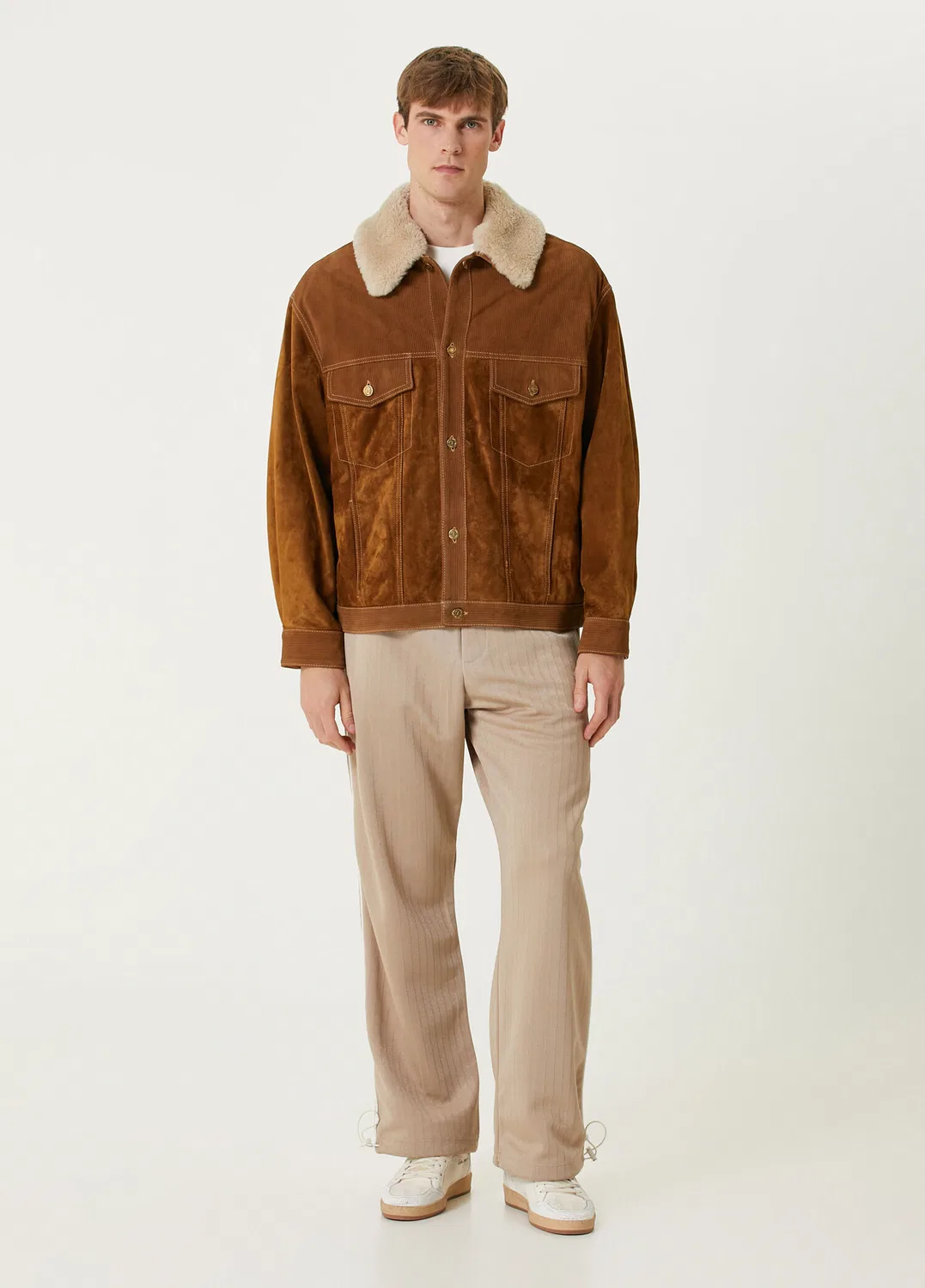 Куртка кожаная Shearling Golden Goose, brown — фото 2