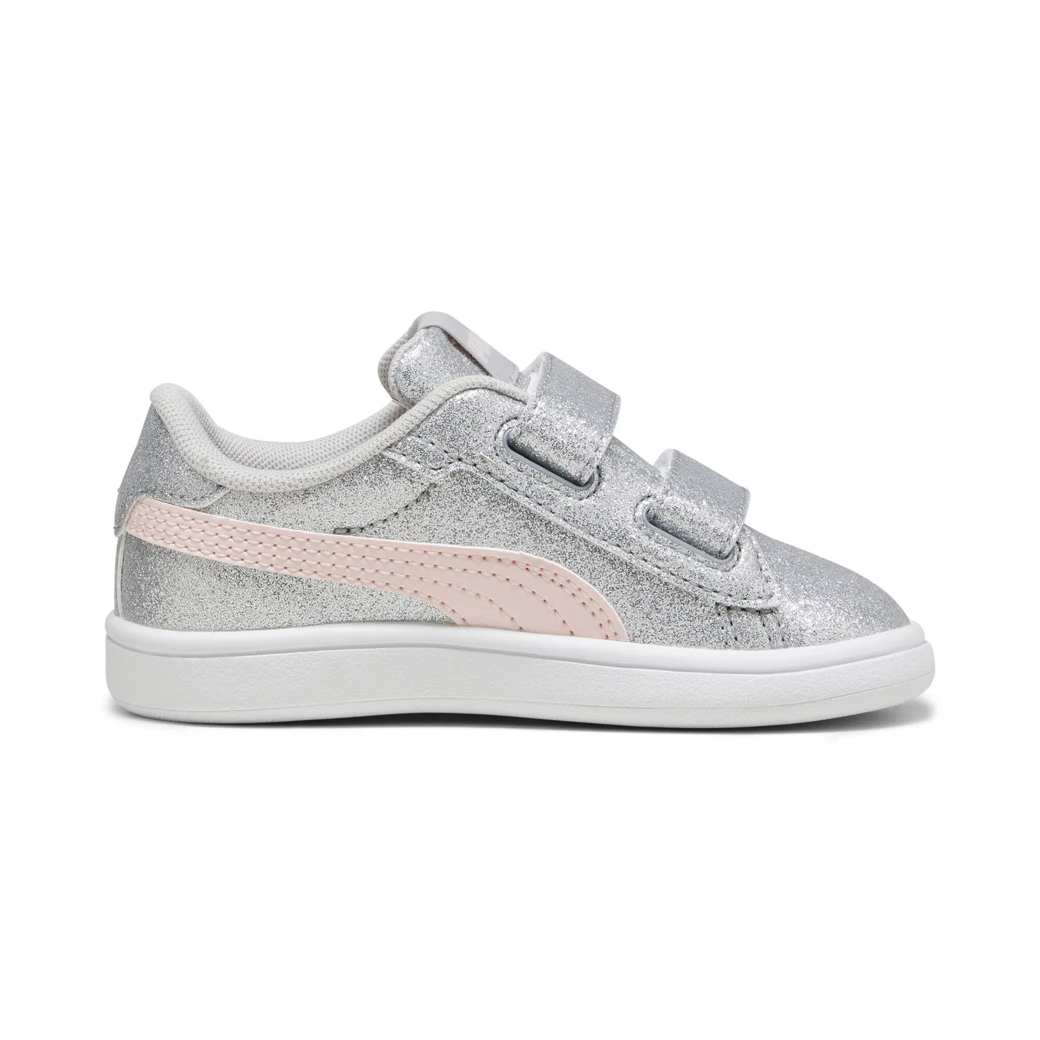 Детские кроссовки с блестками PUMA Smash 3.0 Glitz Glam, Glacial Gray/Frosty Pink — фото 3