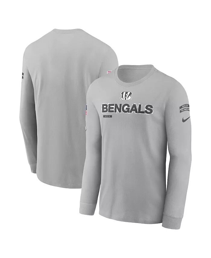 

Мужская серая футболка с длинным рукавом Cincinnati Bengals 2024 Salute To Service Nike