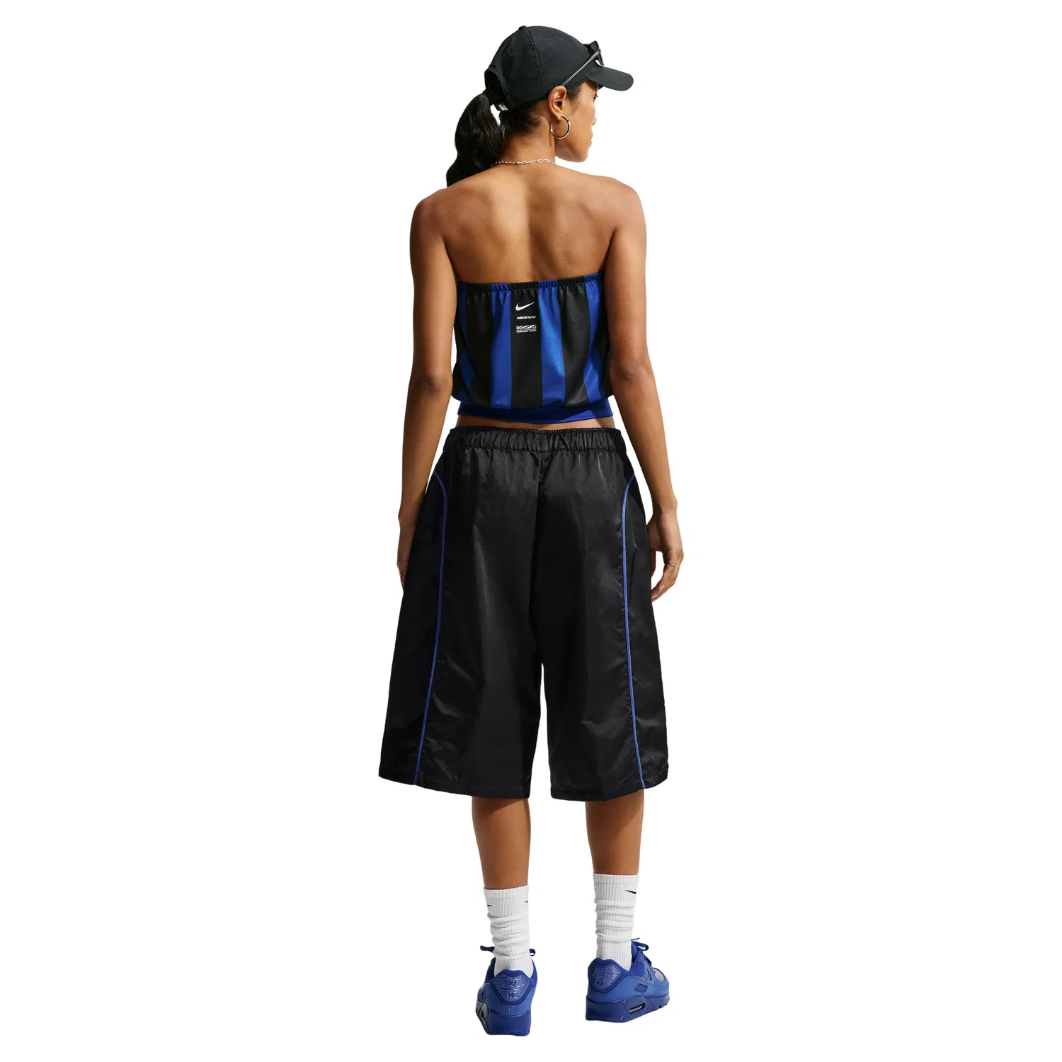 Женские шорты Sportswear Loose Mid-Rise Woven Shorts 'Black Old Royal White' Nike, Black/Old Royal/White — фото 3