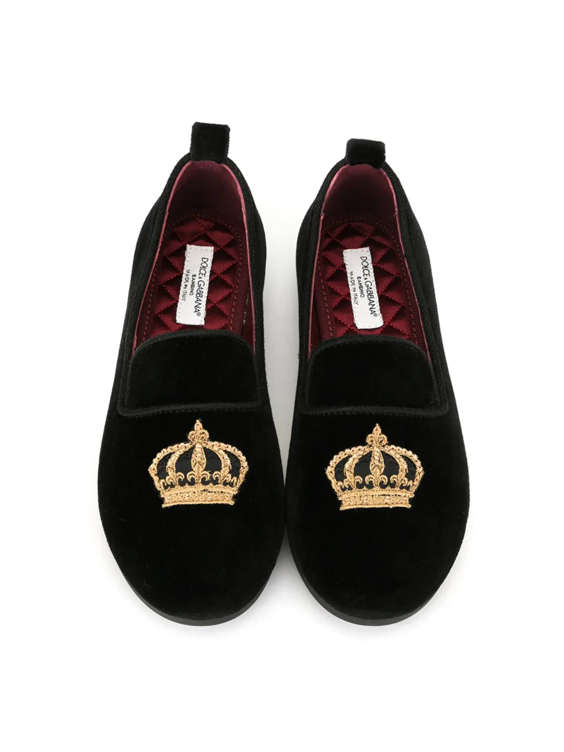 Тапочки из велюра с короной Dolce & Gabbana, красный — фото 2