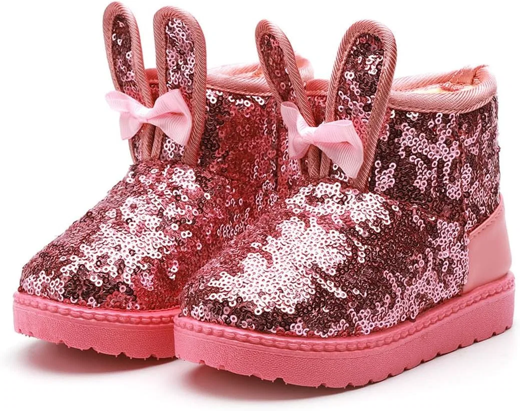 Детские зимние сапоги с пайетками для мальчиков и девочек DADAWEN, Pink