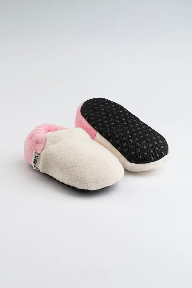 Детские пинетки для новорожденных с подкладкой Anti-Sweat Pufien, Pink-Ecru — фото 3