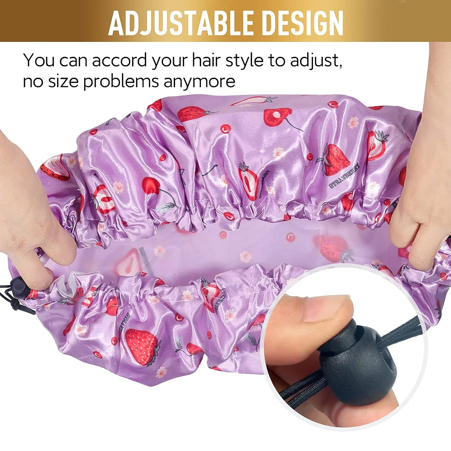 Шапочка для душа Extra Large Upgrade Double Waterproof Layers, Fishent, Purple Strawberry — фото 2