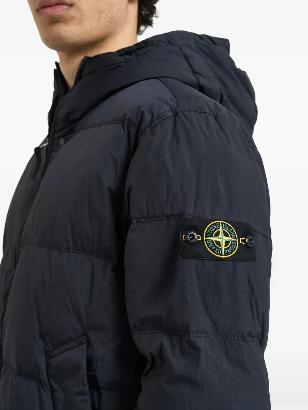 Куртка-пуховик Crinkle Reps NY ветрозащитная с анти-капельной обработкой Stone Island, синий — фото 4