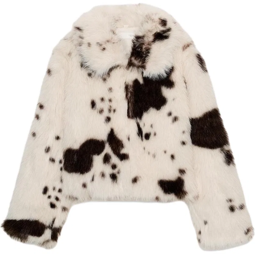 Женское бархатное пальто с лацканами Brown/White, ZARA