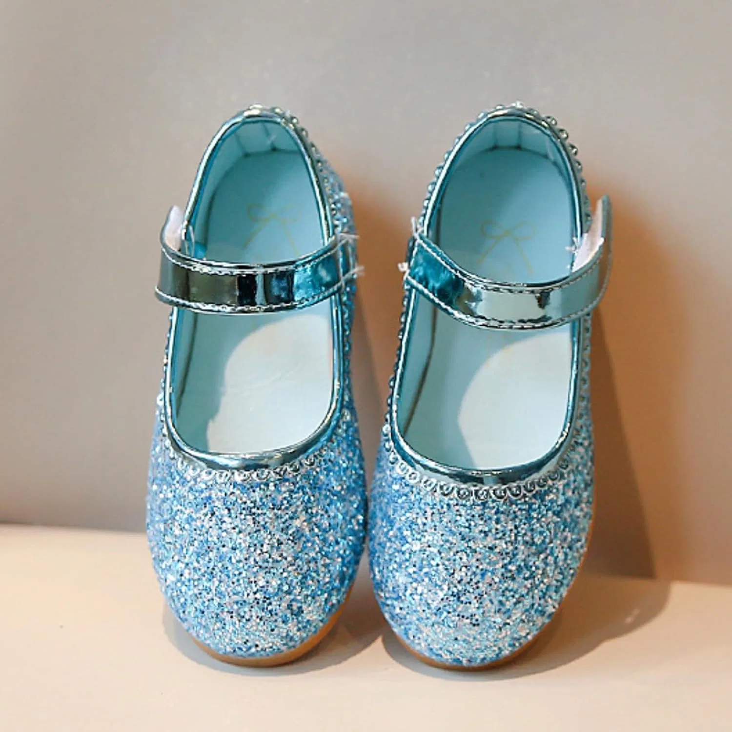 Детские туфли Мэри Джейн с блестками Flower Girl Glitter Flats, Blue — фото 4