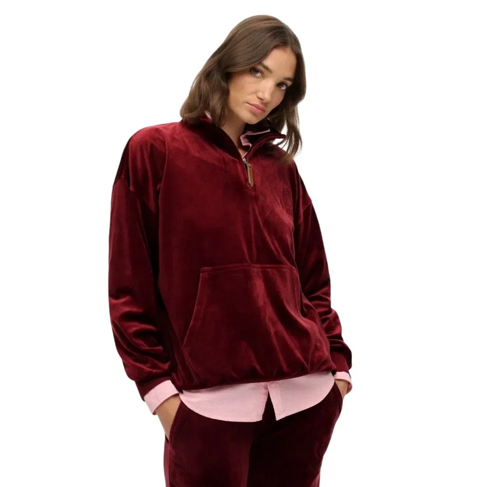 Худи на молнии Superdry Country Club Velour, красный
