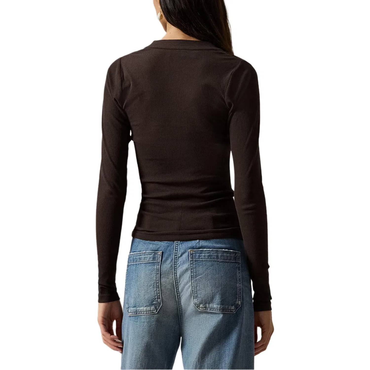 Женская футболка с длинным рукавом, коричневая, Polo Ralph Lauren, Brown — фото 4