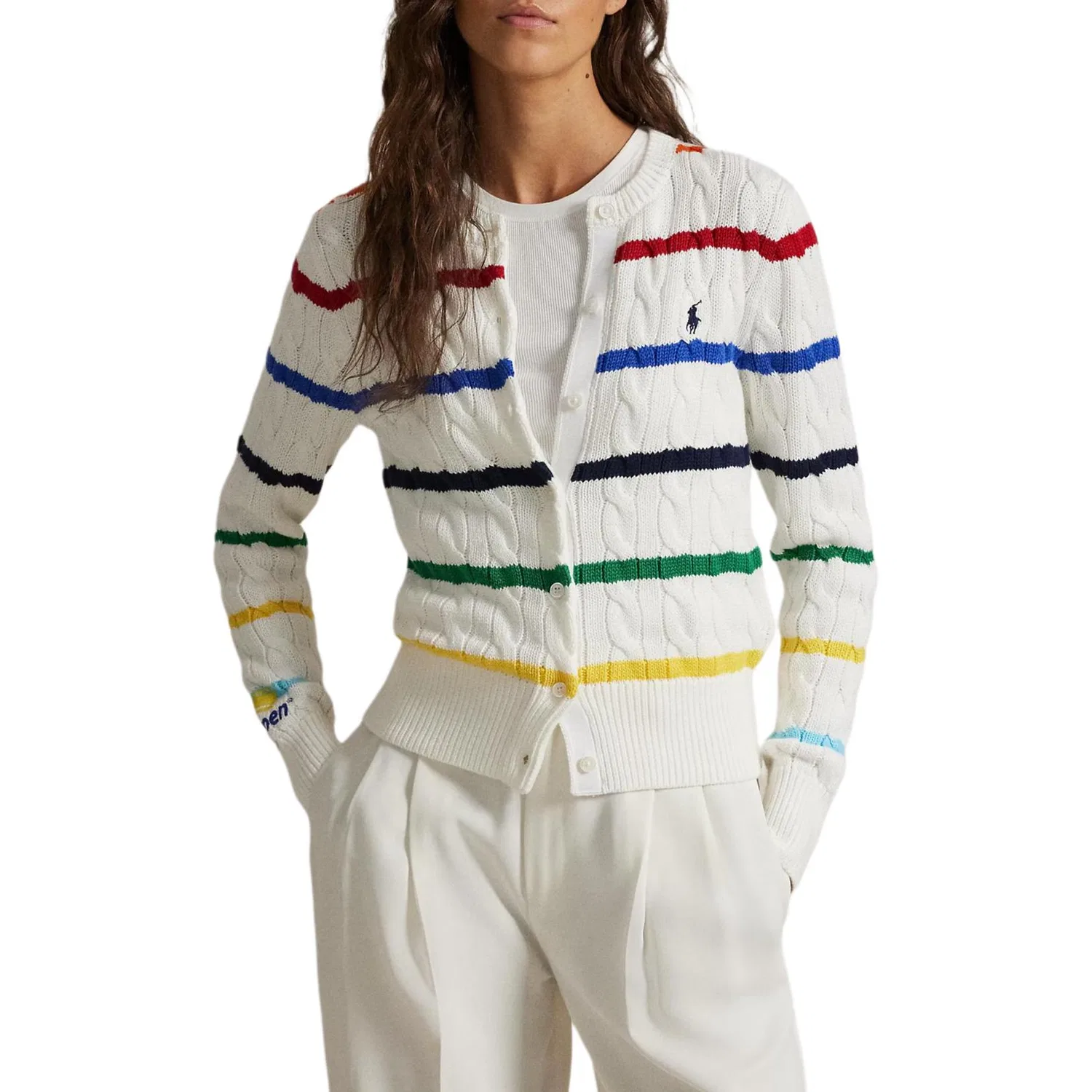 Женский свитер Slim Fit Polo Ralph Lauren, Porcelain White Multicolor — фото 3