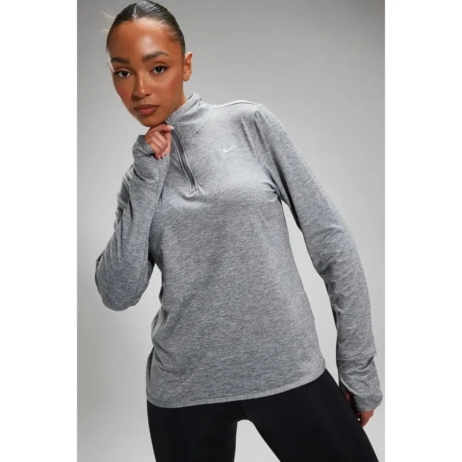 Женская тренировочная куртка с четвертью замком Dri-FIT Running Element Half Zip Nike, Серый — фото 3