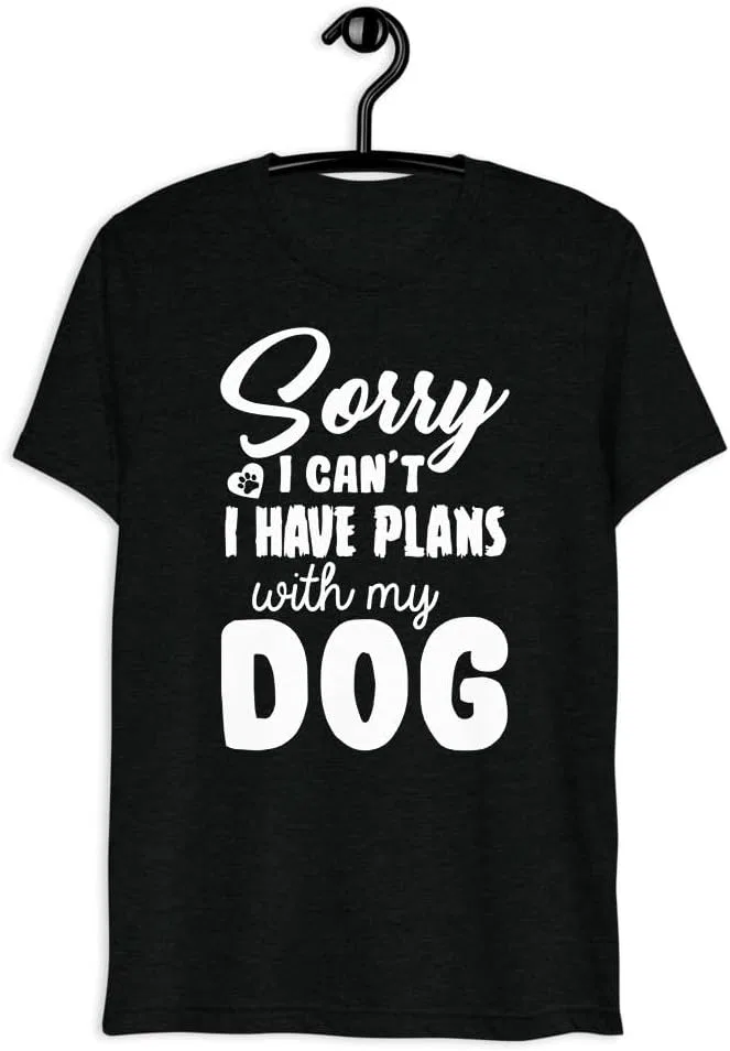 Мужская футболка с принтом Sorry I Can't I Have Plans with My Dog Tri-blend, Solid Black Triblend