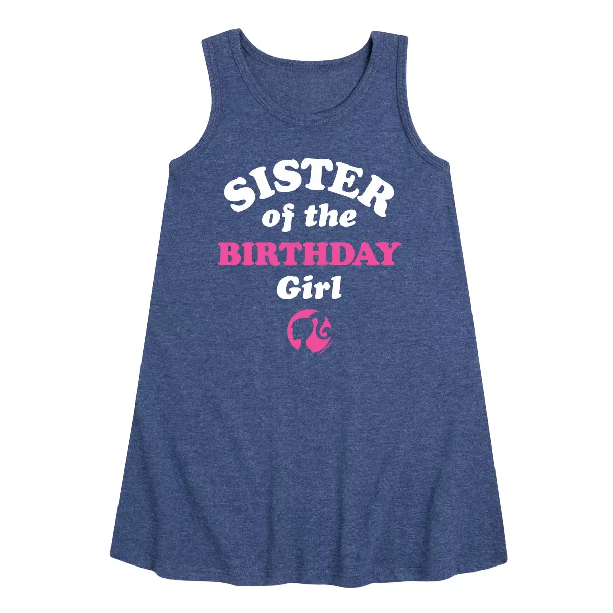Детское платье-трапеция без рукавов с принтом Barbie Sister of The Birthday Girl Barbie, Heather Navy