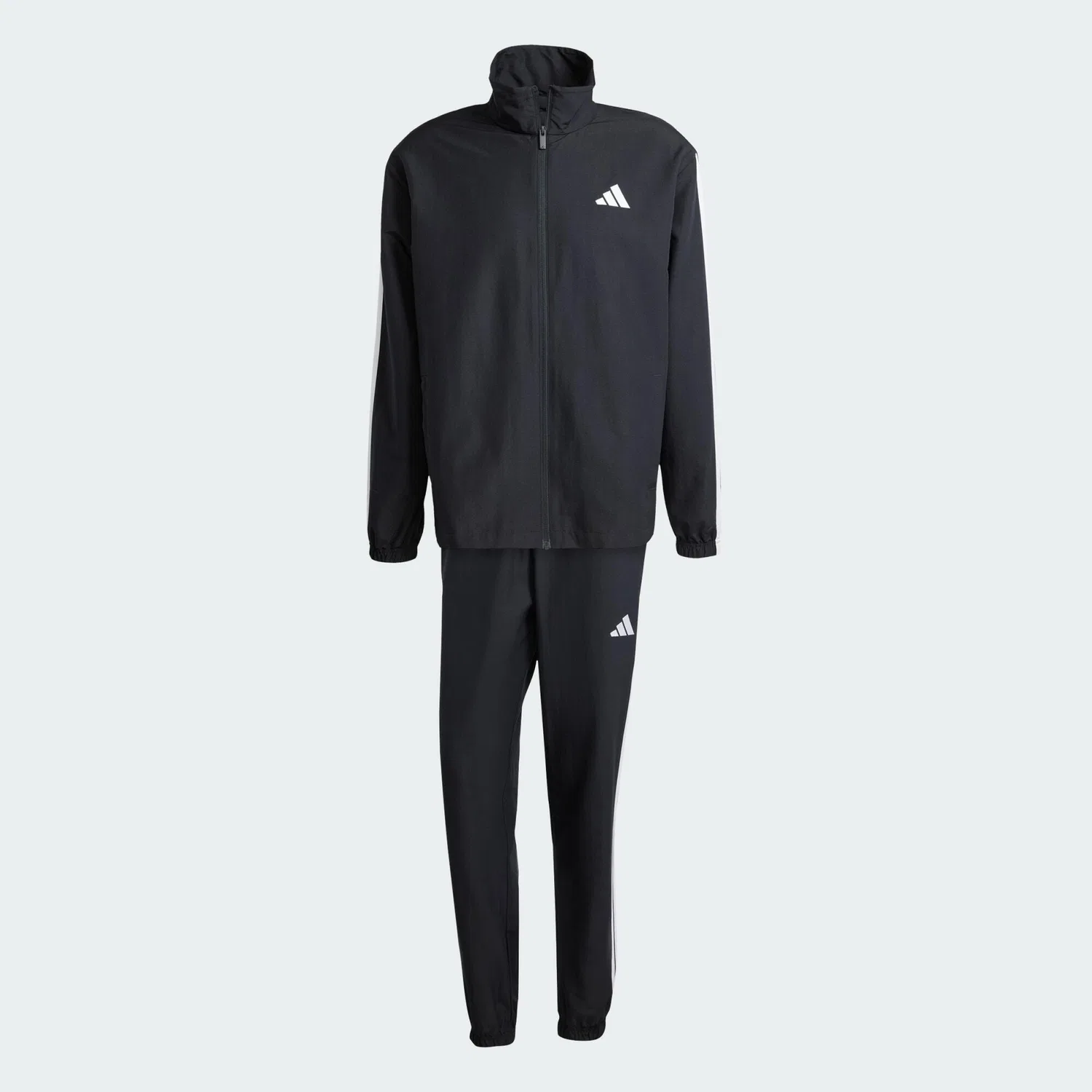 Мужской спортивный костюм с длинным рукавом 3-Streifen Woven Trainingsanzug Adidas, Schwarz / Weiss — фото 2