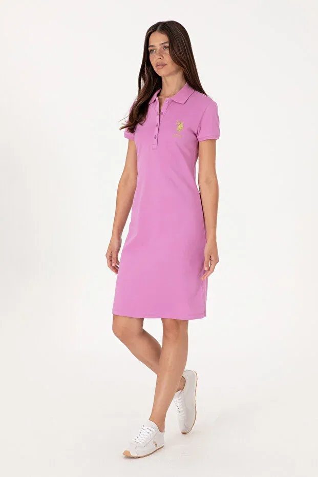 Женское платье-поло хлопковое U.S. Polo Assn., Fuchsia