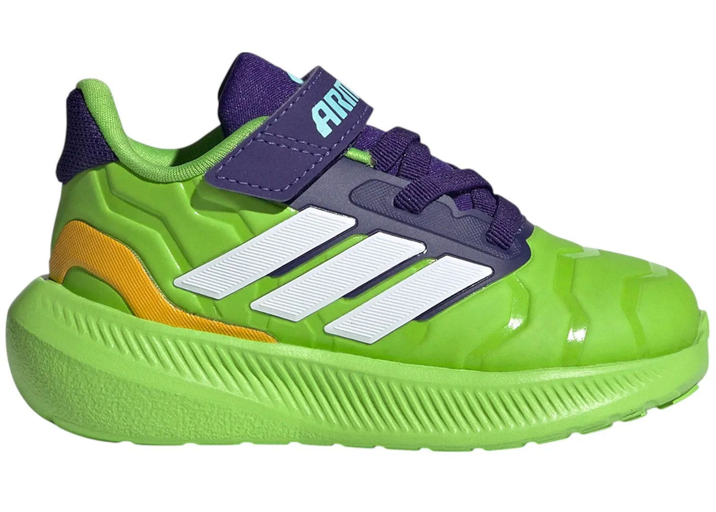 Детские кроссовки для мальчиков беговые Adidas Runfalcon 5, Semi Solar Green/Cloud White/Collegiate Purple