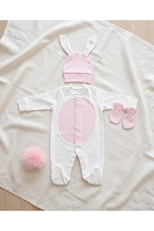 Детский комбинезон для новорожденных с принтом Jr.Bunnies, White — фото 2
