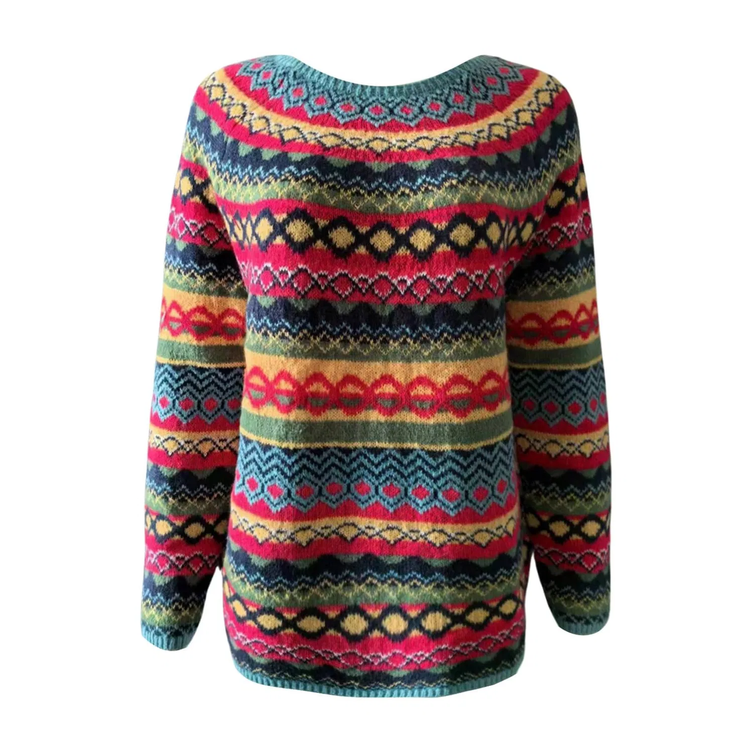 Женский свитер с принтом Crew Neck Chunky Knit, Red — фото 4