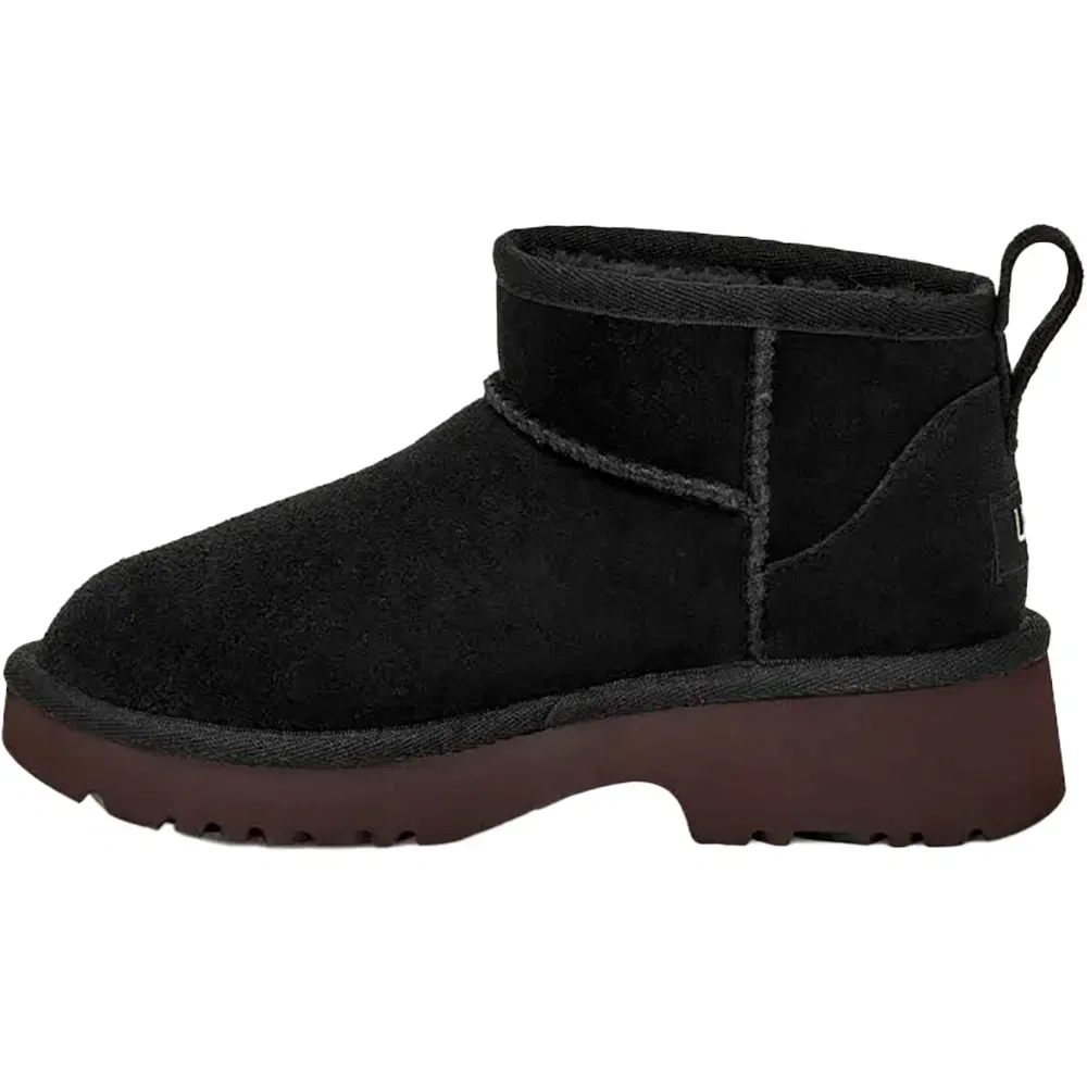 Детские ботинки для девочек с платформой Classic Ultra Mini New Heights Ugg, Black — фото 4