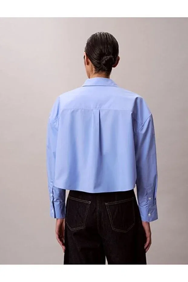 Женская рубашка из поплина с длинным рукавом Calvin Klein, Blue — фото 2