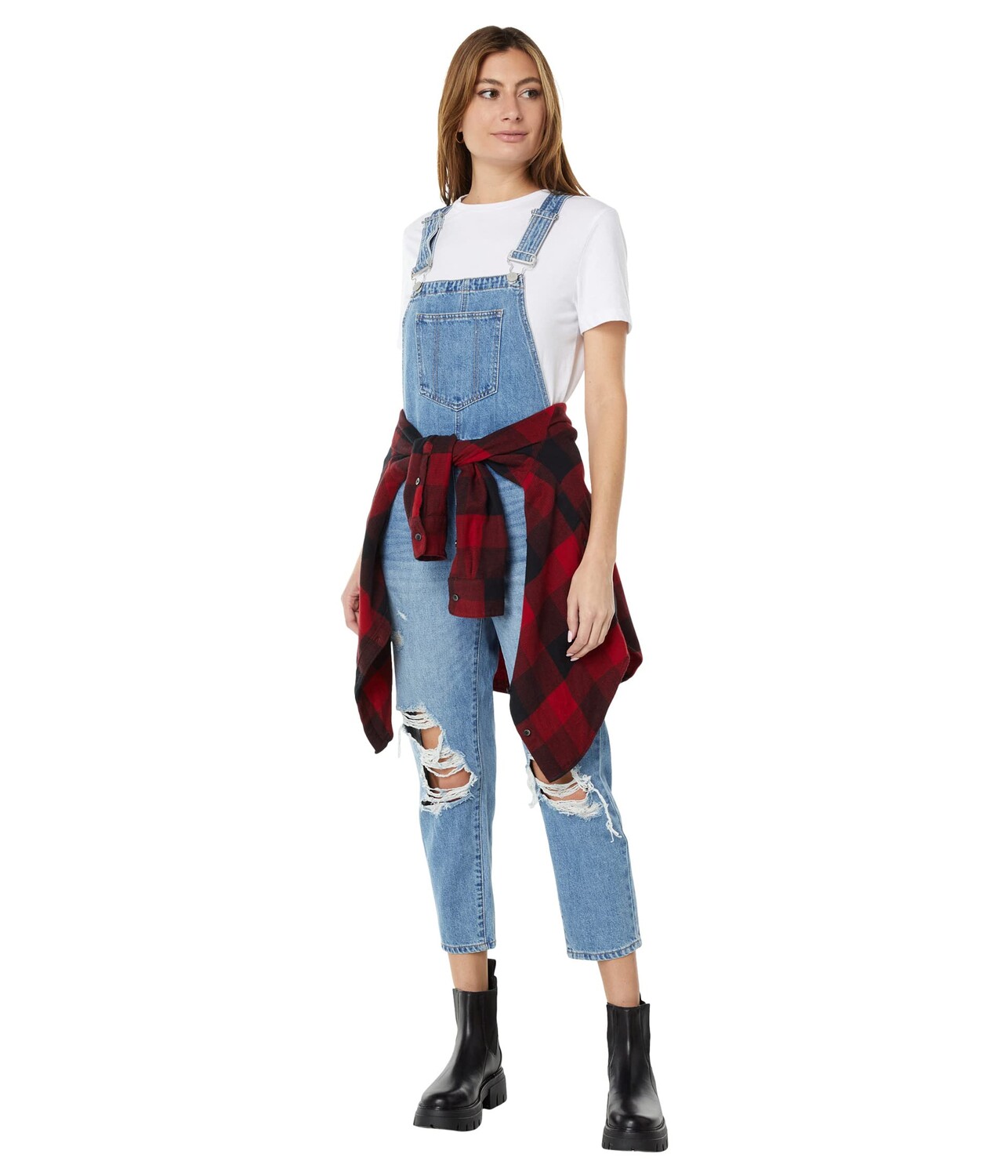 

Брюки Blank NYC, Distressed Denim Straight Leg Overalls in Loosen Up