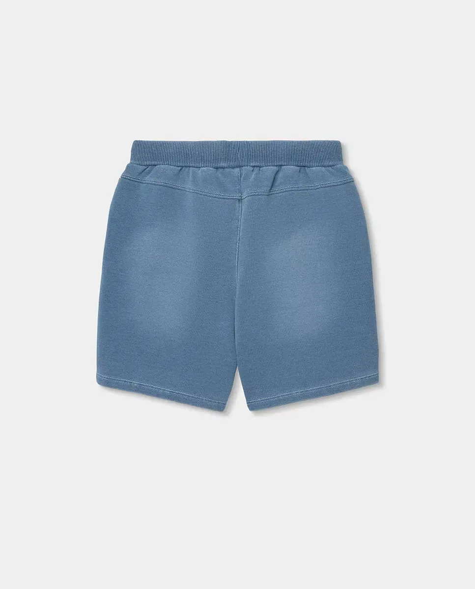 Детские шорты для мальчиков из футера с эффектом деним Bleach Boboli, Azul Denim — фото 3