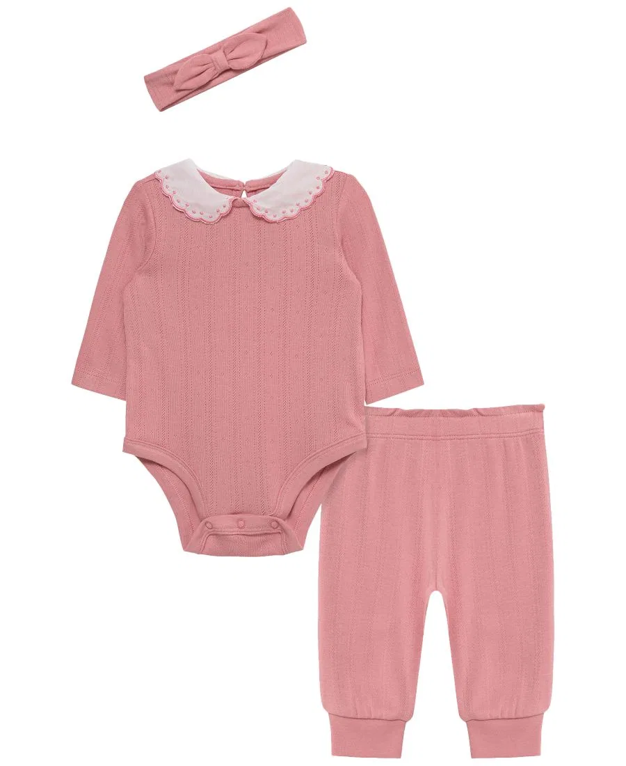 Комплект боди, брюк и повязки на голову, с длинным рукавом, модель Rose Little Me, Rose