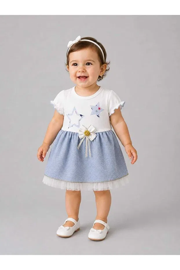 Детское платье для девочек с коротким рукавом Neocotton, Blue — фото 2