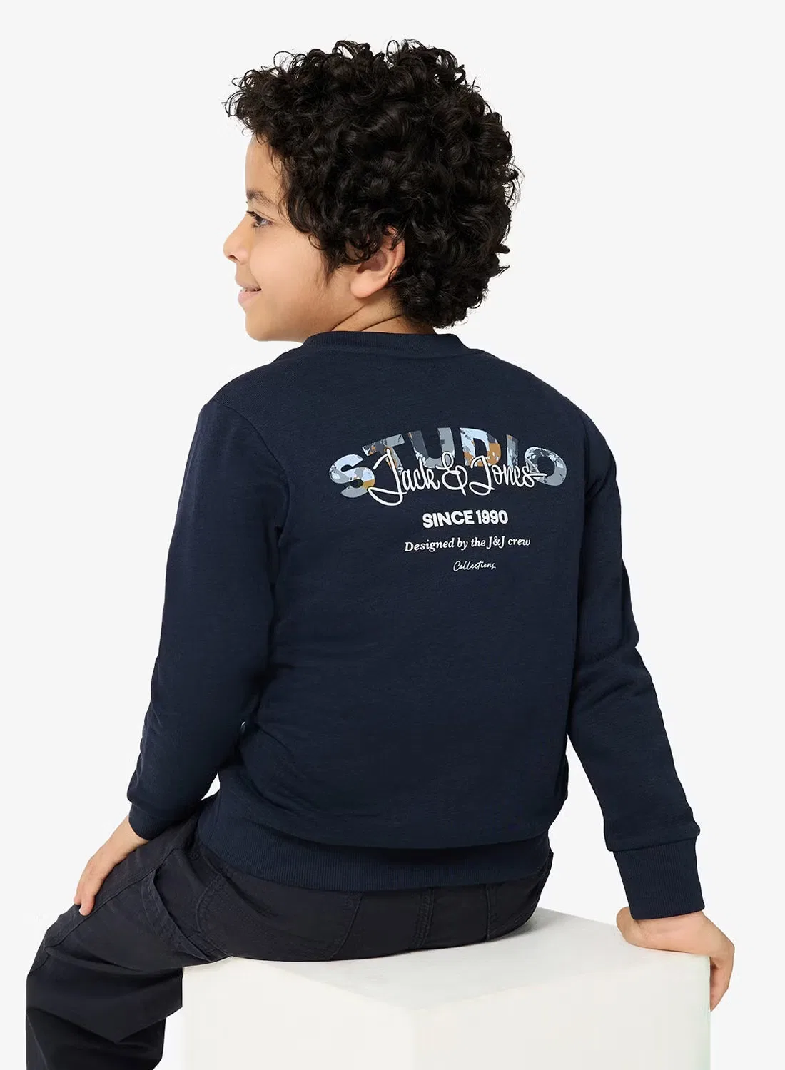 Свитшот с круглым выворотом Jjyuki Jack & Jones Junior, небесно-голубой — фото 2