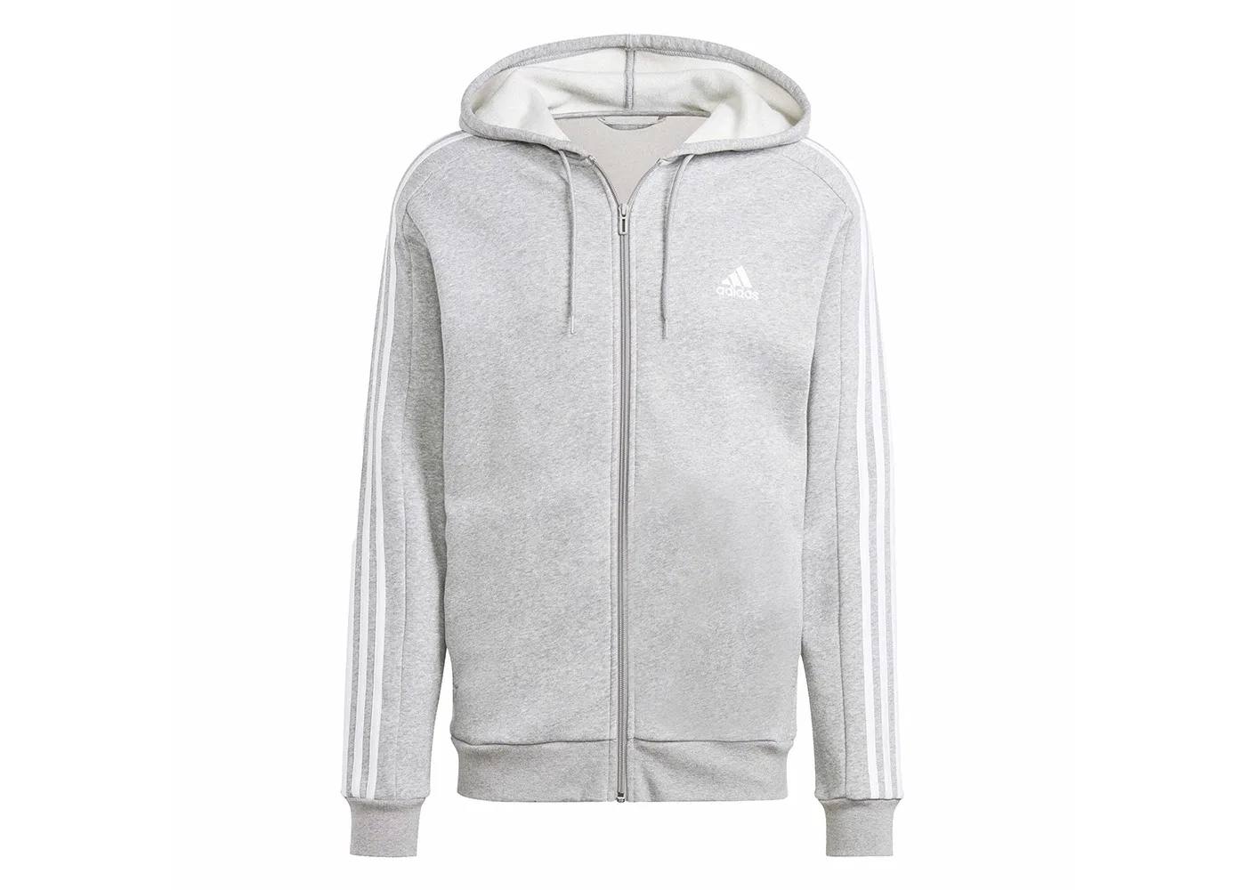 Мужская худи на молнии с флисом Adidas 3-Stripes, Medium Grey Heather