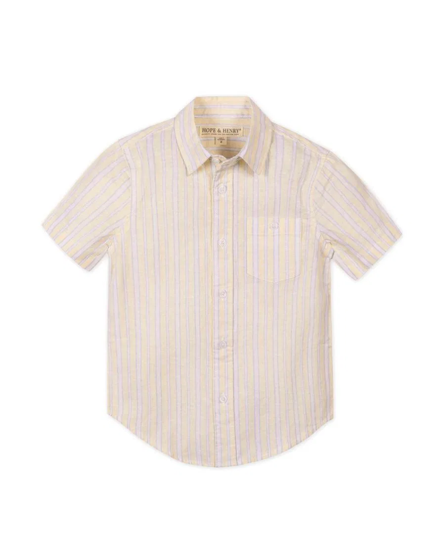 Детская рубашка с коротким рукавом из льна с принтом Sunlit Stripe Hope & Henry, Sunlit Stripe