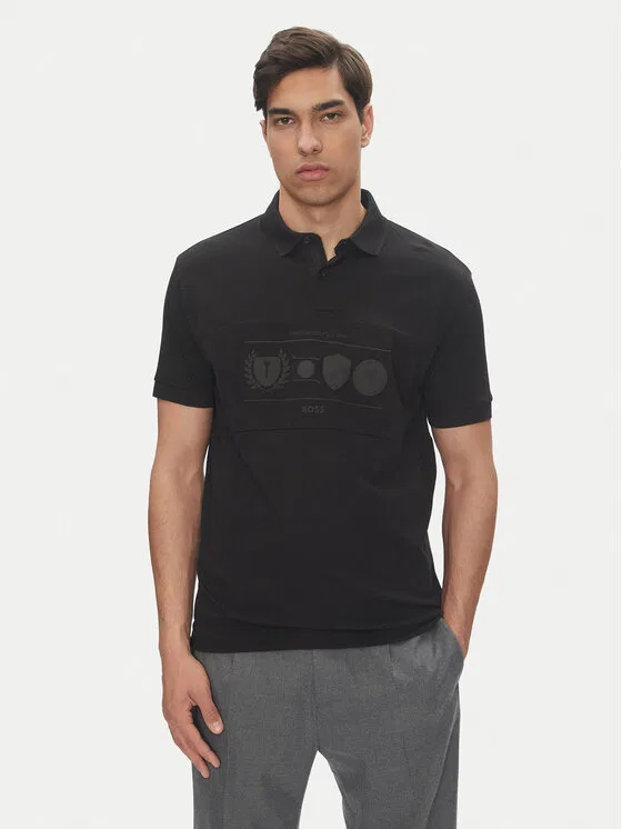 Поло relaxed fit Percy Heritage Boss, черный
