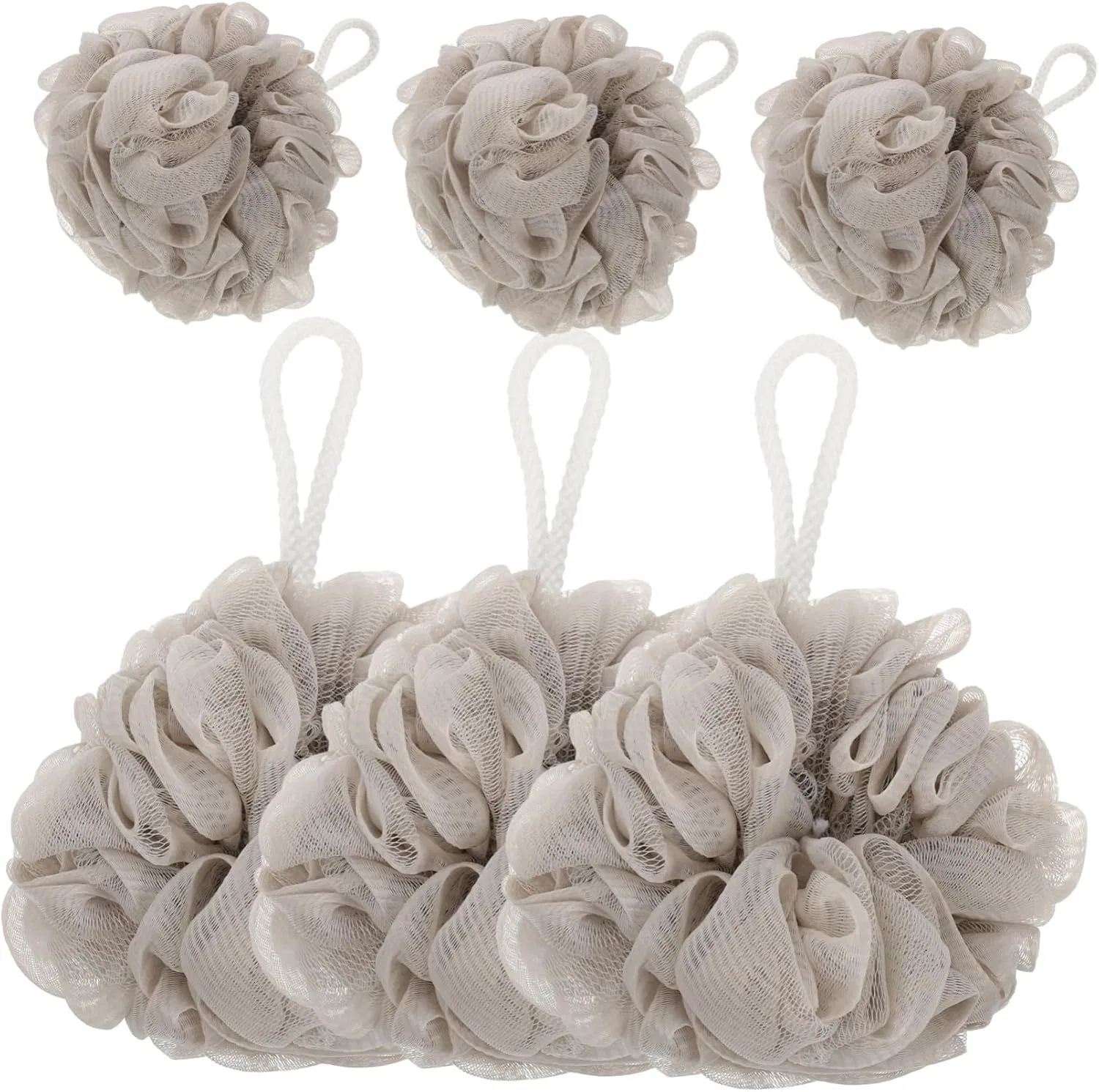 Мочалка для душа Shower Sponge, 6 шт, PE, ARTSEWPLY, Khaki