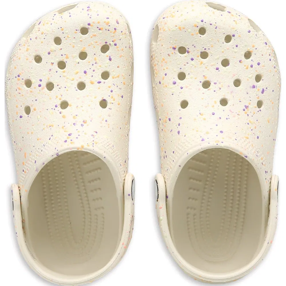 Детские классические сабо с графическим рисунком Crocs, White Multi Splatter — фото 4