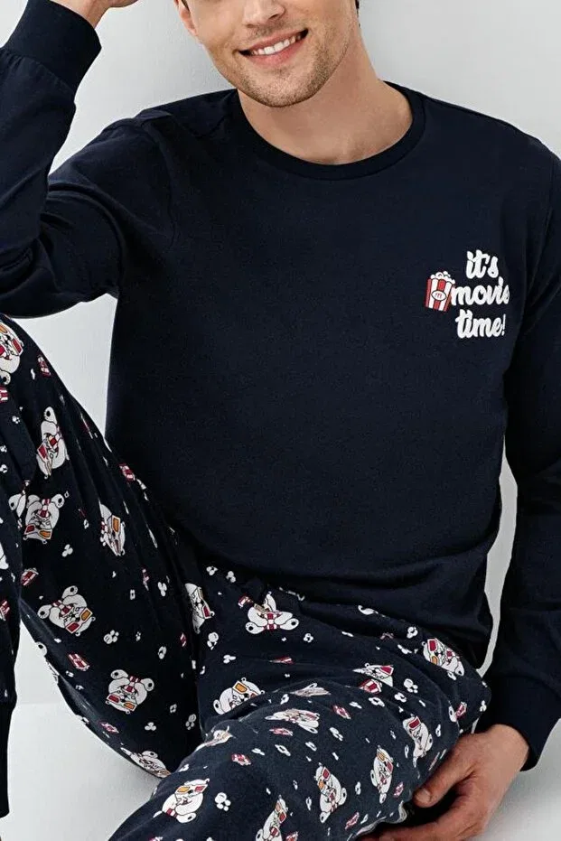 Детский комплект пижам для мальчиков с принтом Roly Poly, Navy Blue — фото 3
