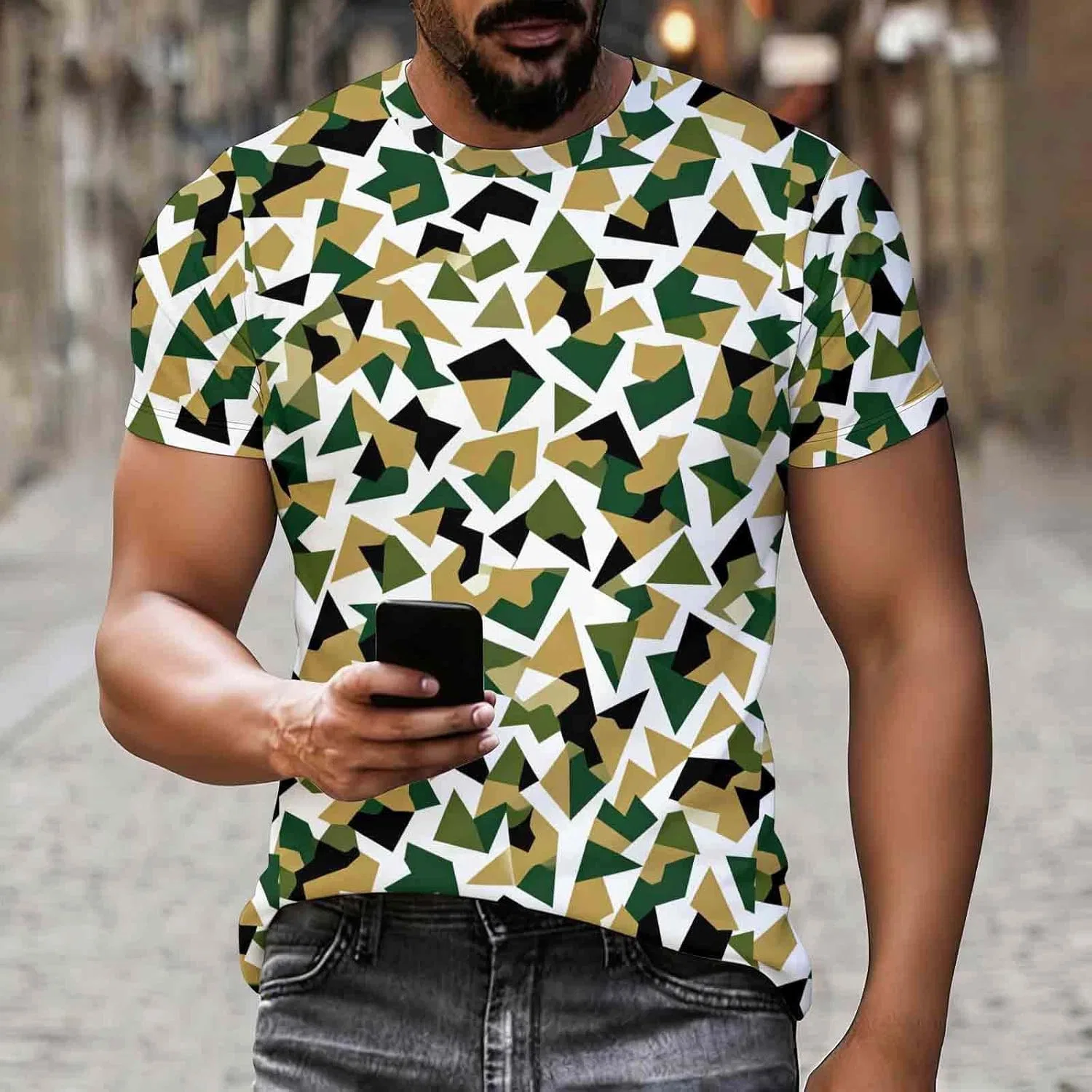 Унисекс футболка с камуфляжным принтом Unisex Short Sleeve Crewneck Shirt, 12#camouflage — фото 2