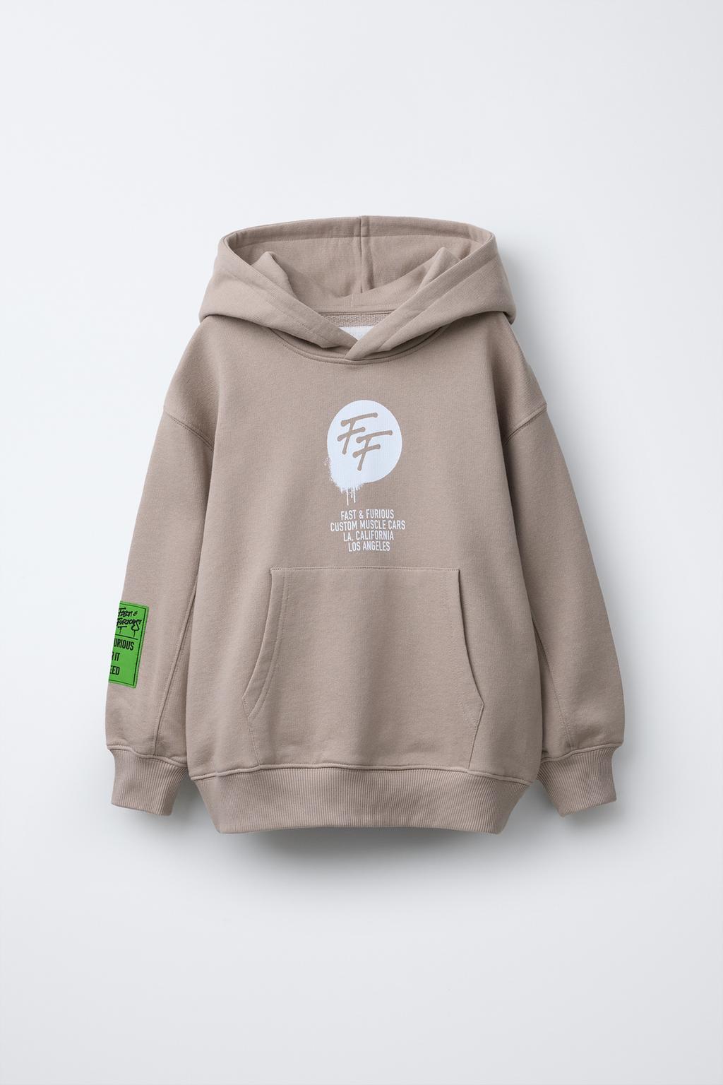 

Форсаж толстовка с капюшоном ZARA, цвет Brown/Taupe