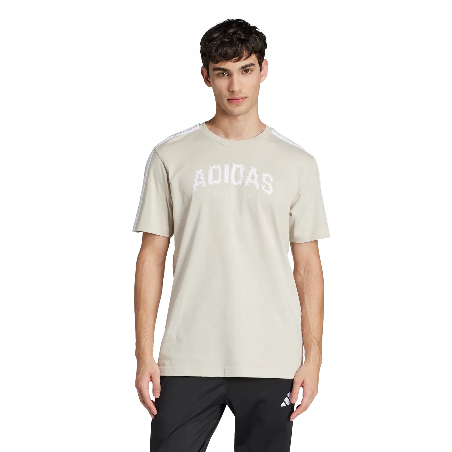 Мужская футболка с коротким рукавом Adidas, бежевый — фото 2