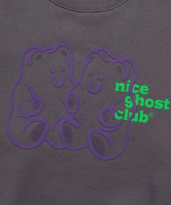 Свитшот детский с логотипом и медвежонком, Gumi Nice Ghost Club Kids, фиолетовый — фото 3
