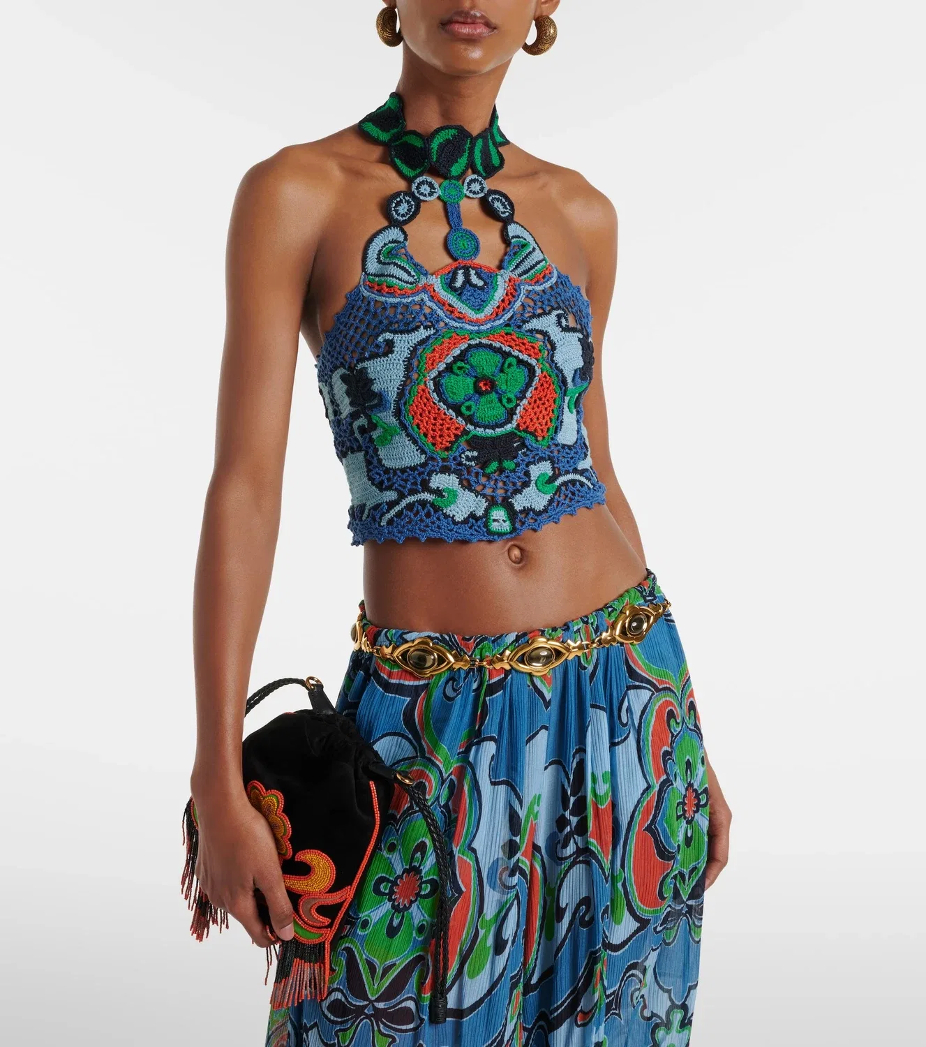 Укороченный топ с цветочным узором, Etro, мультиколор — фото 2