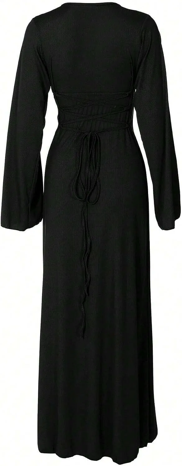 Женское облегающее платье макси с открытой спиной, Black — фото 2