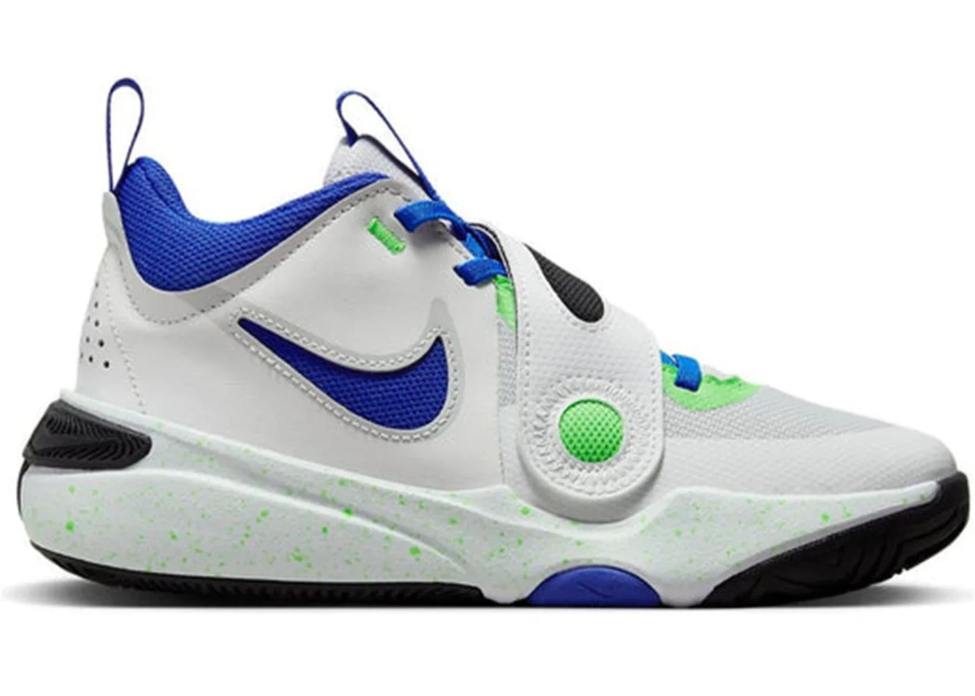 Детские кроссовки для мальчиков с длинным шнурком Nike Team Hustle D 11 Nike, Summit White/Pure Platinum/Green Strike/Racer Blue