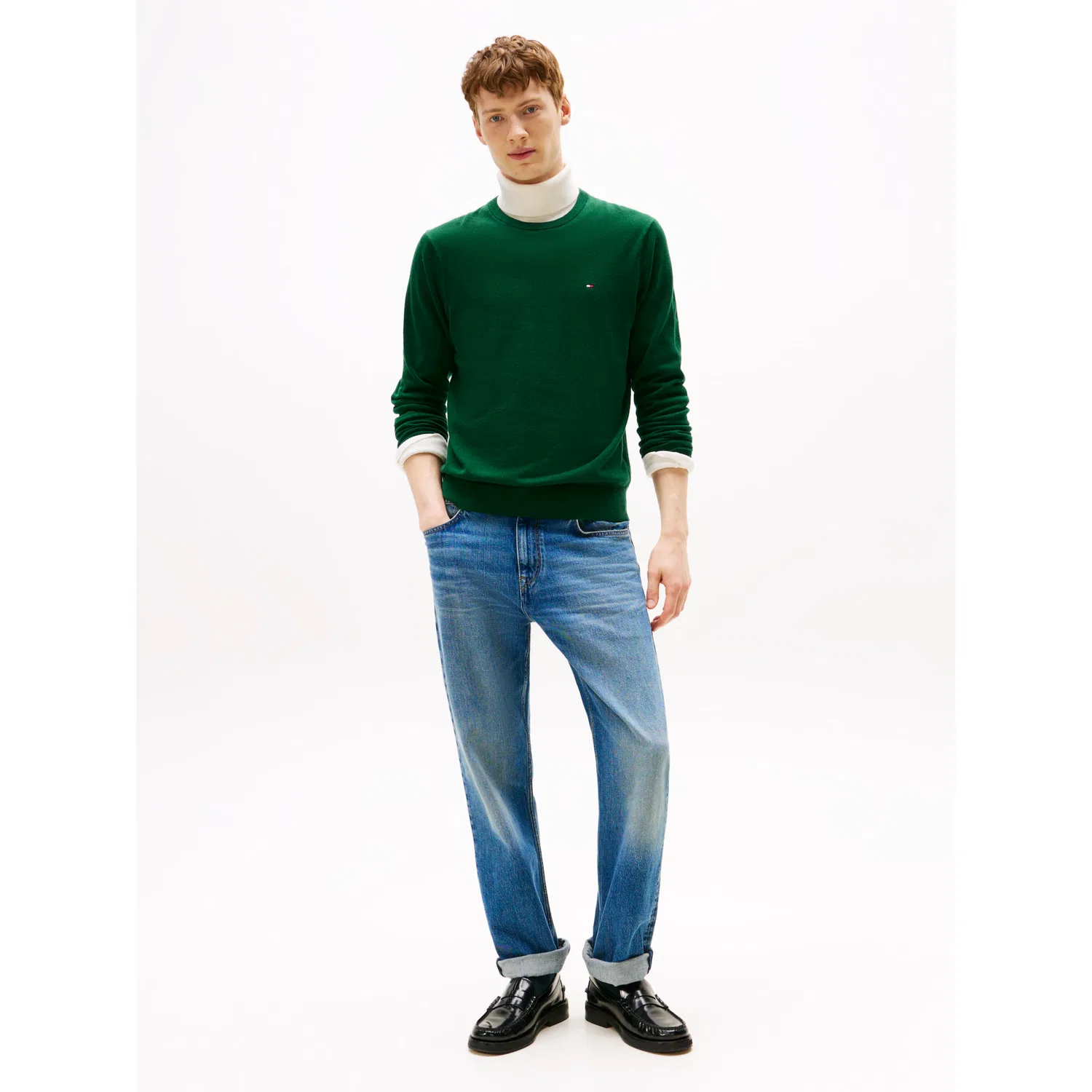 Мужской свитшот с круглым вырезом Essential Cotton Tommy Hilfiger, Ornamental Green Heather — фото 3