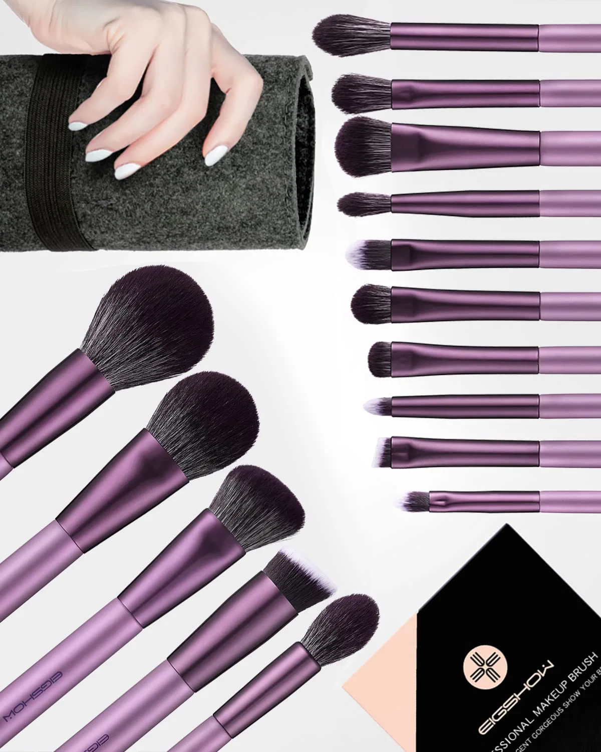 Набор косметических кистей 15 шт, EIGSHOW, Purple