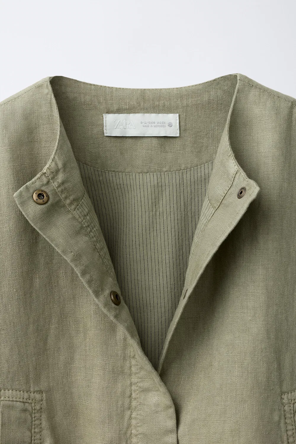 Куртка из 100% льна ZARA, Khaki — фото 3