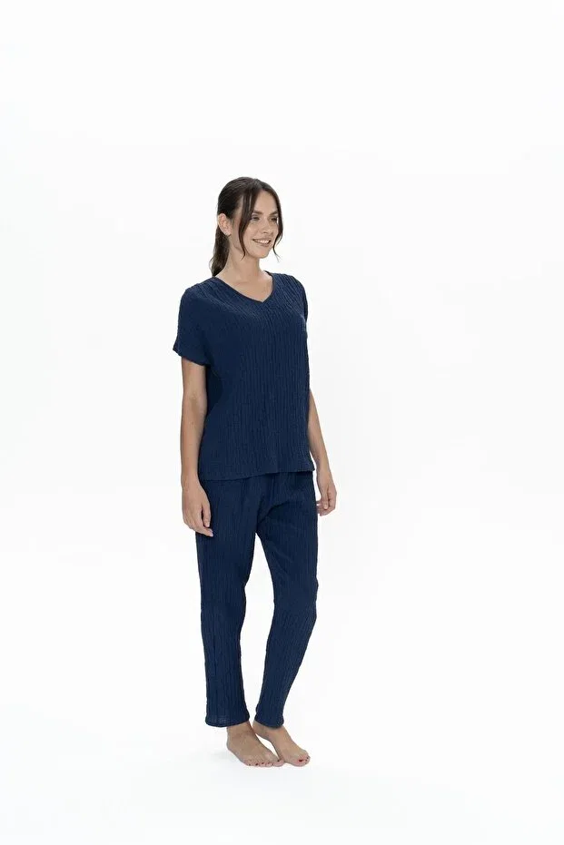 Женский пижамный комплект с коротким рукавом Halloween U.S. Polo Assn., Navy Blue — фото 3