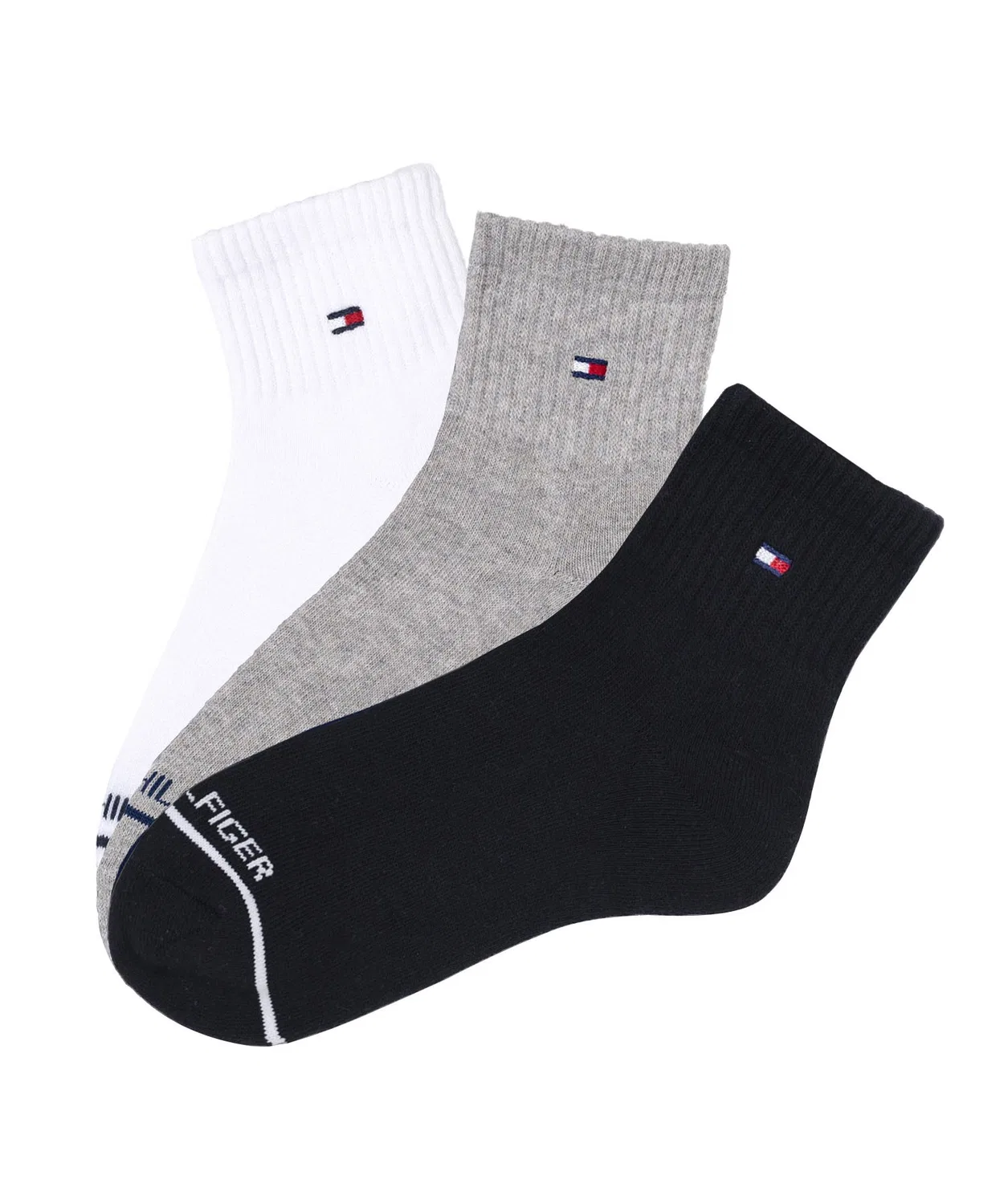 Мужские носки короткие с логотипом TOMMY HILFIGER, комплект из 3 пар, Черный